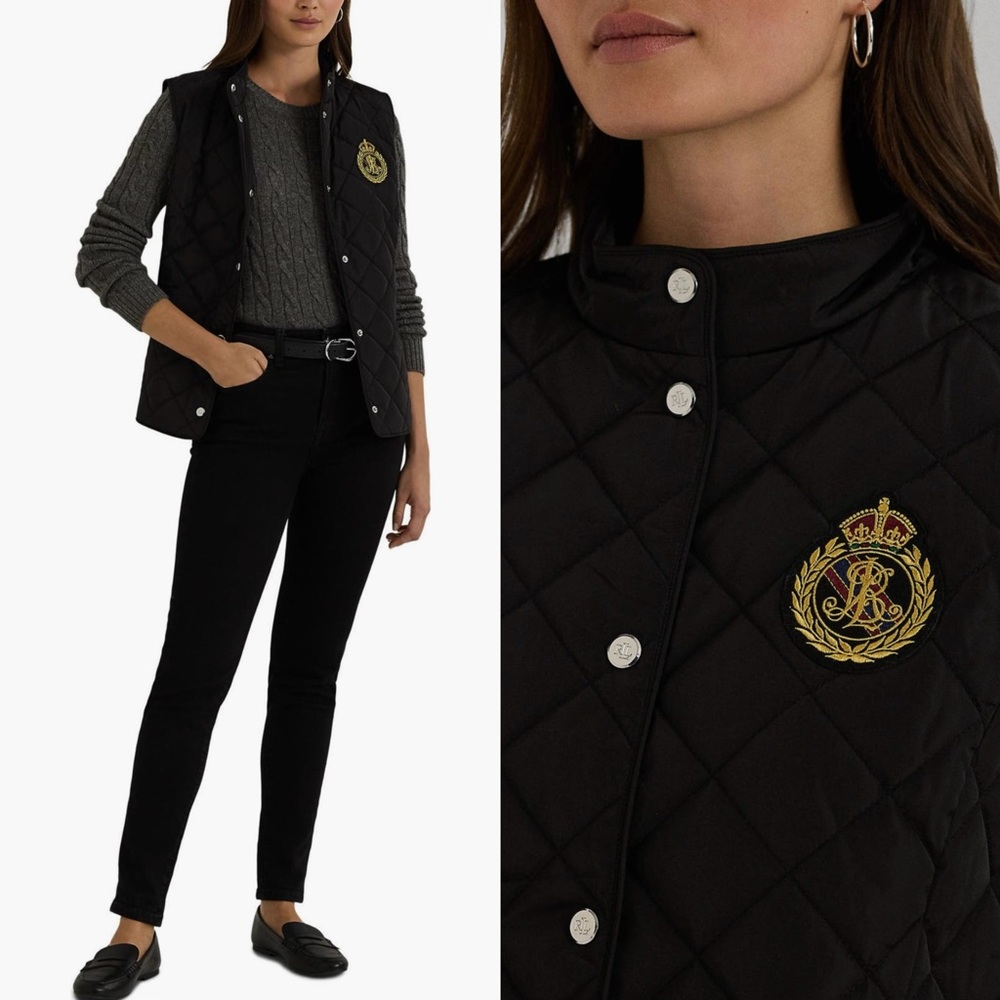Lauren Ralph Lauren Crest Detail Quilted Vest